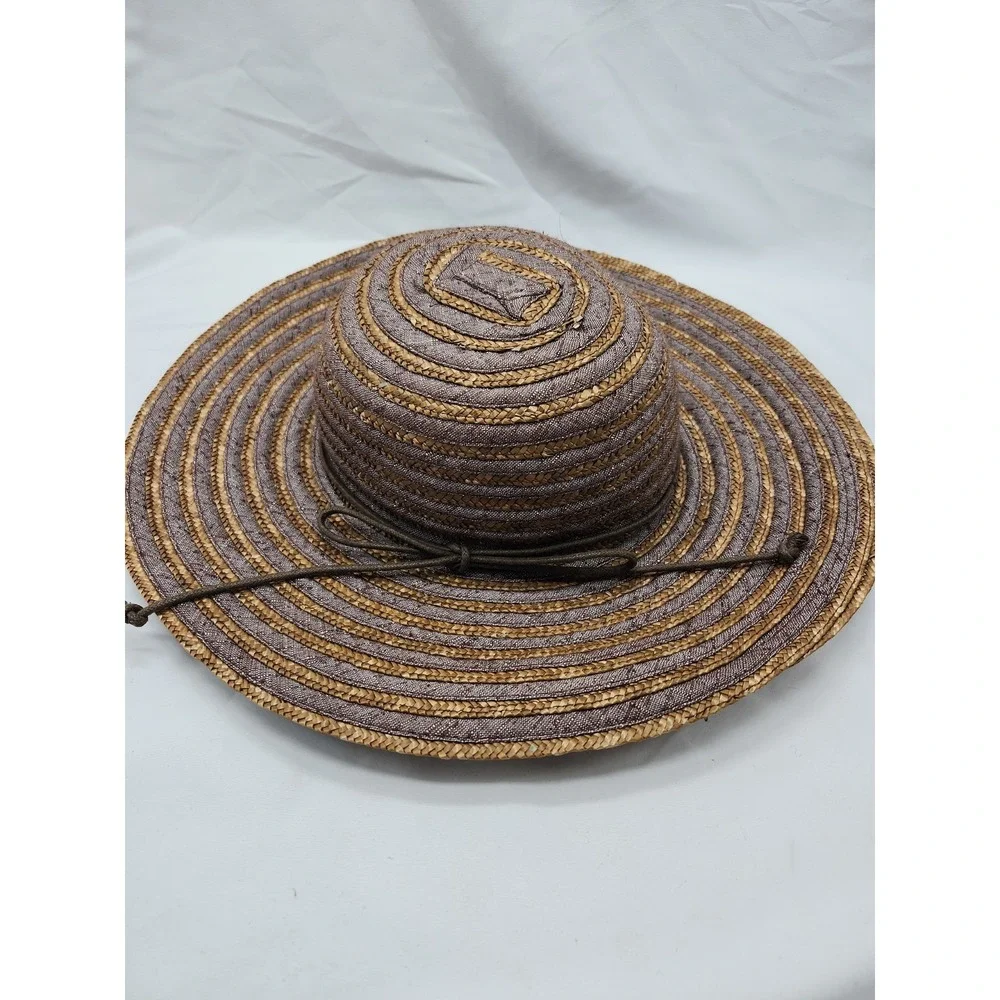 Pins and Needles Straw Wide Brim Hat Boho Woven Sun Hat Neutral One Size Beach